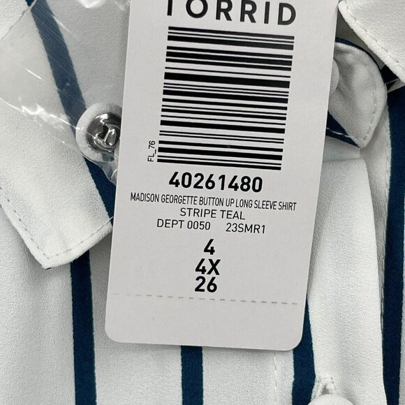 Torrid Madison Georgette Button Up Long Sleeve Shirt Striped - Picture 11 of 15